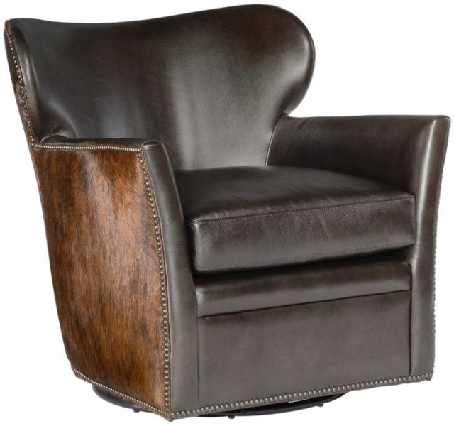 Hooker® Furniture CC Kato Dark/Debonair Espresso Leather Swivel Chair-0