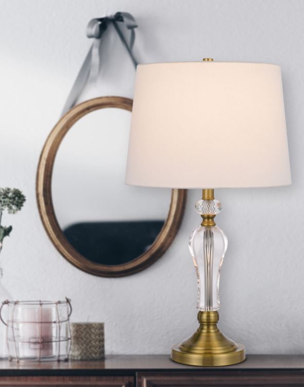 Cal® Lighting & Accessories 2-Piece Eastham Antique Brass/White Table Lamp Set-2