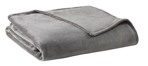 Olliix by Clean Spaces Charcoal Twin  Antimicrobial Plush Blanket-0