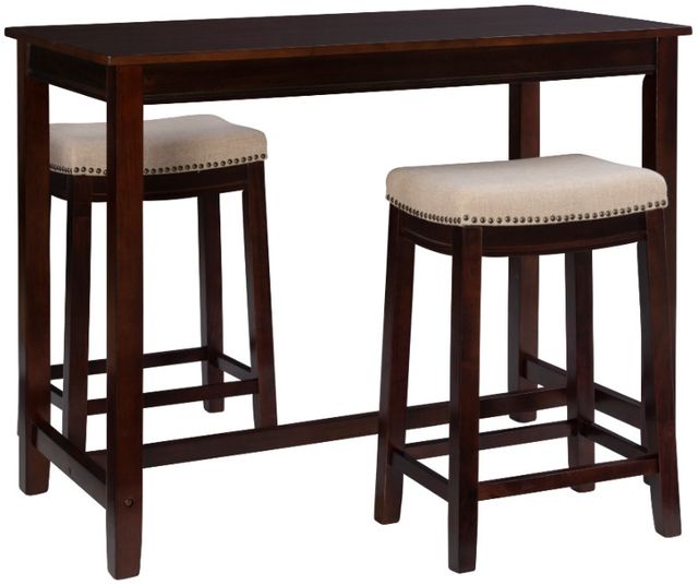 Linon Claridge 3-Piece Beige/Walnut Counter Table Set-0