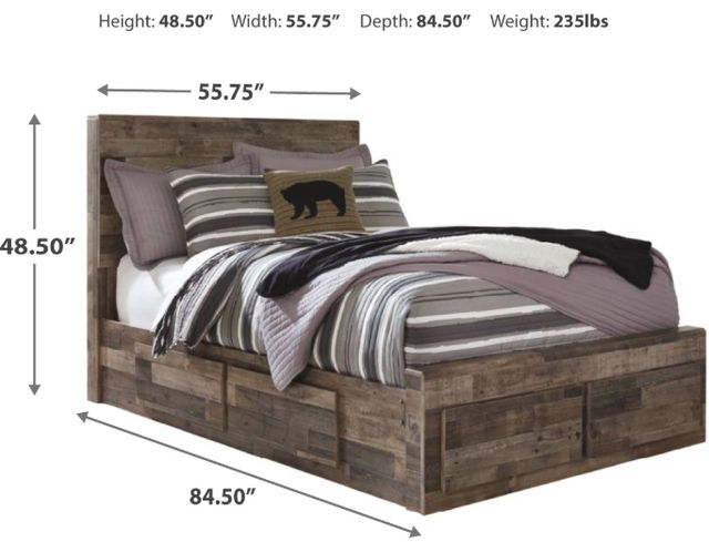 Benchcraft® Derekson Multi Gray Youth Full 6-Drawer Storage Panel Bed-2
