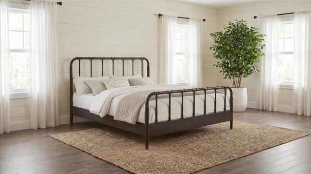 Coaster® Rocco Dark Bronze Eastern King Open Frame Panel Bed-1