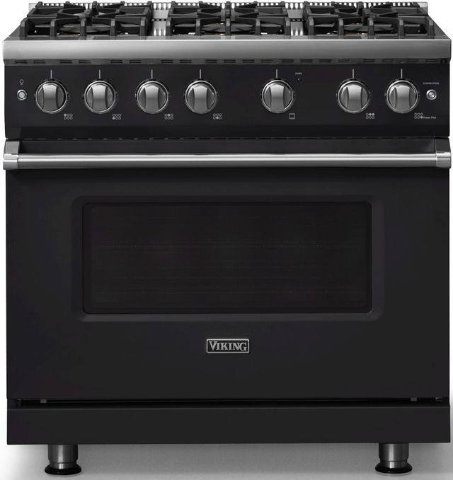 Viking® 5 Series 36" Onyx Pro Style Gas (NG) Range with Polished Chrome Trim-0