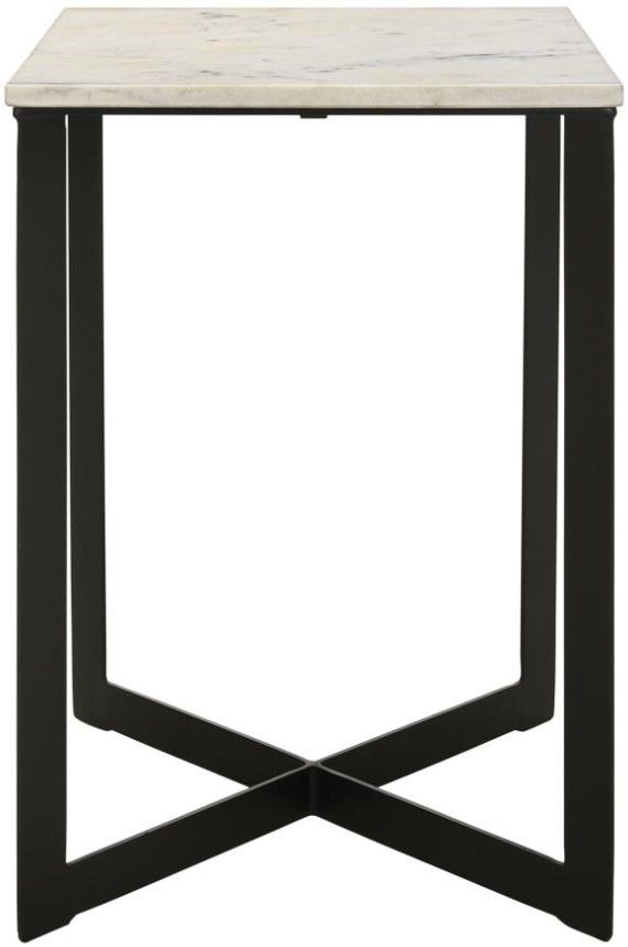 Coaster® Tobin White End Table with Black Base-1