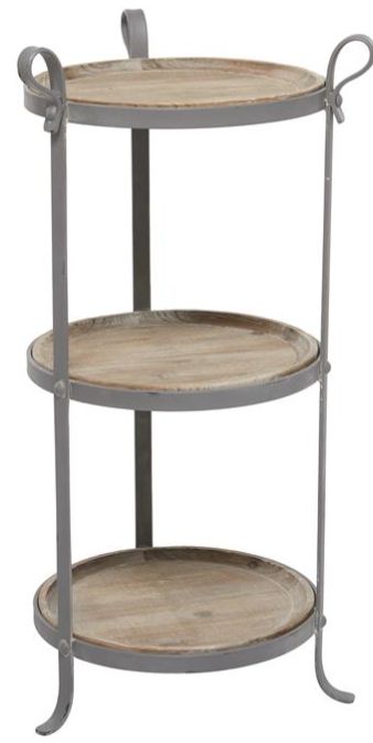 Deco Marche Brown Side Table with Gray Base-1