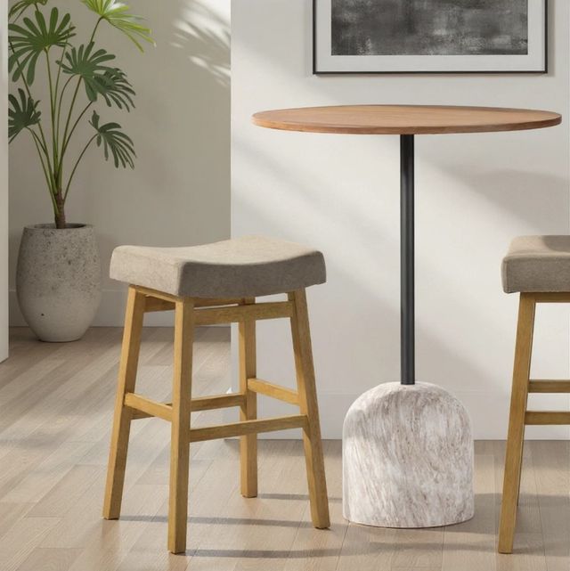 Armen Living Lenon 2-Piece Amber Glow/Twilight Taupe Barstool Set-1
