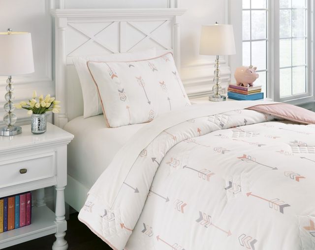 Signature Design by Ashley® Lexann Pink/White/Gray Twin Comforter Set-4