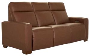 Front view of the La-Z-Boy® Acadia Chestnut Leather Power Reclining Sofa with Headrest