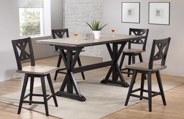 Urban Styles Furniture Orlando Smoke Gray Counter Height Table with Cappuccino Base-1