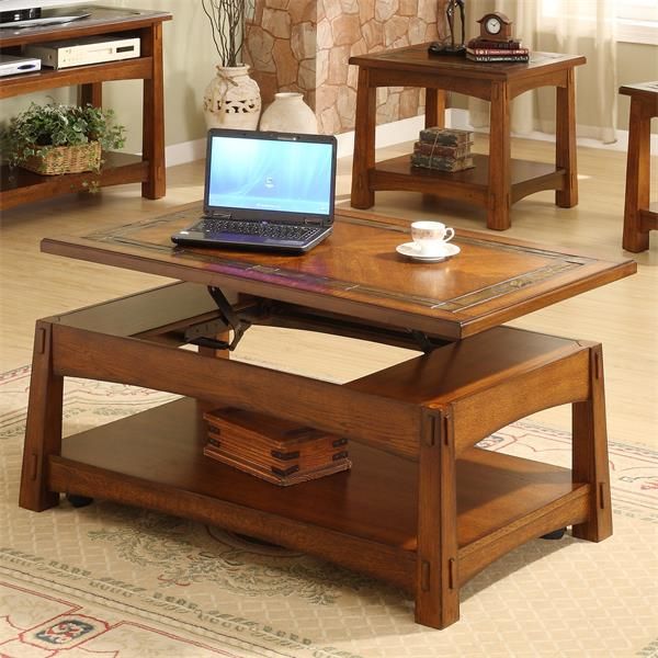 Riverside Furniture Craftsman Home Americana Oak Brown Lift-Top Coffee Table-3