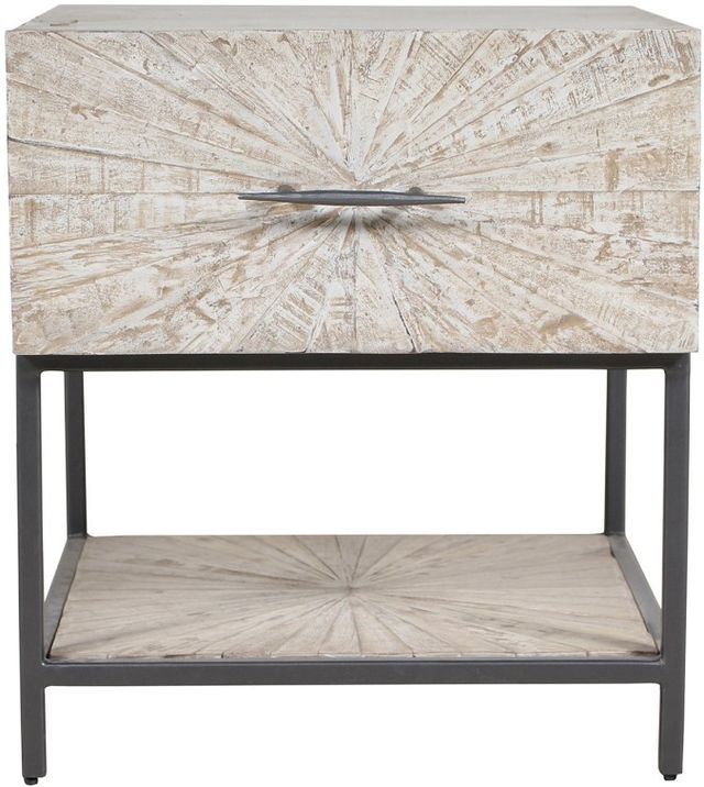 Parker House® Crossings Monaco Weathered Blanc End Tables with Black Metal Frame -2