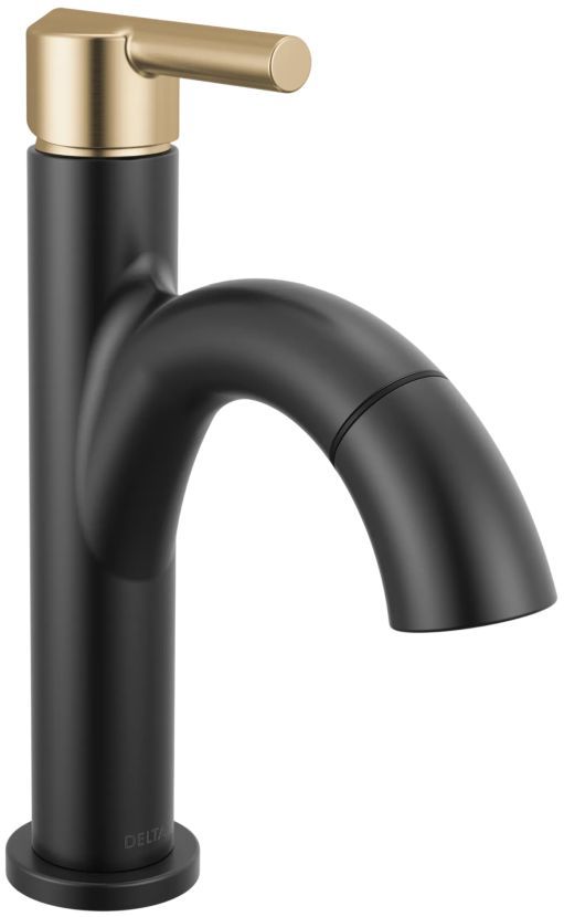 Delta Nicoli® Champagne Bronze/Matte Black Single Handle Arched Pull-Down Bathroom Faucet-0