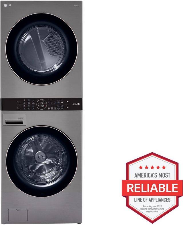 LG 4.5 Cu. Ft. Washer, 7.4 Cu. Ft. Electric Dryer Graphite Steel Front Load Stack Laundry-5