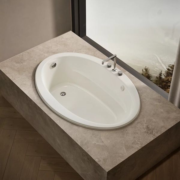 KOHLER® Sunward® Biscuit 60" x 42" Drop-In Heated BubbleMassage™ Air Bath-2