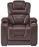 Corinthian Furniture Luke Chocolate Power Recliner with Power Headrest and Bluetooth Speaker-0