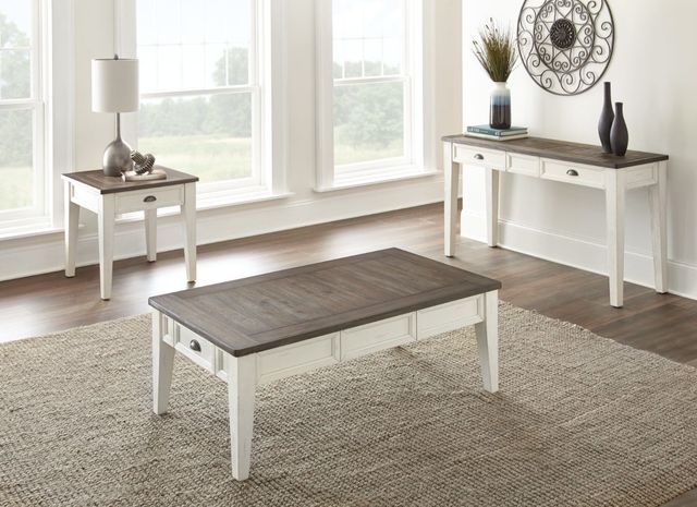 Steve Silver Co. Cayla Dark Oak Sofa Table with Antiqued White Base-1