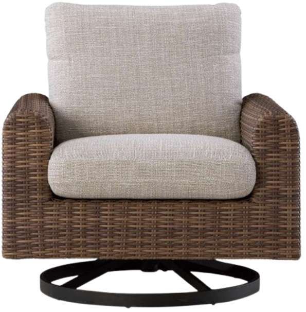 Signature Design by Ashley® Angel Island Brown/Gray Aluminum/Fabric/Wicker Outdoor Swivel Lounge Chair-1