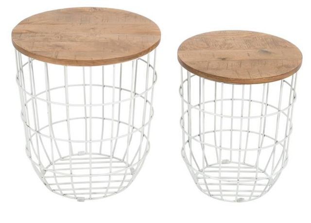 Jofran Inc. Global Archive Rondo 2-Piece Brown Nesting End Table Set with White Base-2