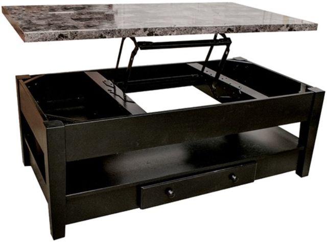 American Wholesale Furniture Black/Faux Marble Lift Top Cocktail Table-1