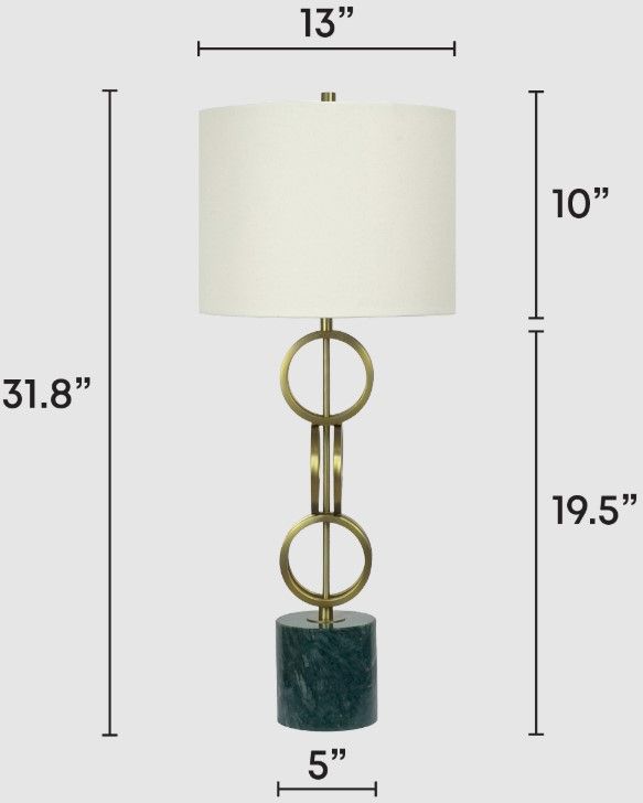 Classy Living 2-Piece Marble Harmony Green Marble/Matte Golden Bronze Table Lamp Set-1