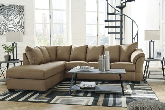 Signature Design by Ashley® Darcy 2-Piece Mocha Left-Arm Facing Sofa Sectional and Chaise-4