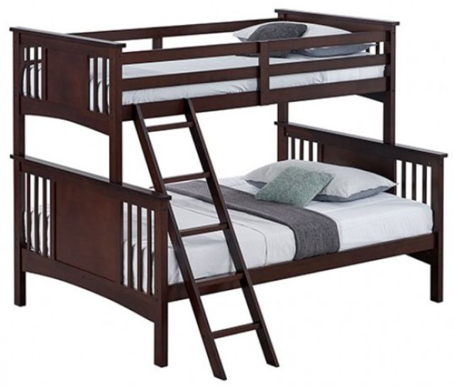 Furniture of America® Spring Creek Dark Walnut Twin/Full Bunk Bed-0