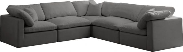Meridian Furniture Plush Grey Velvet Standard Cloud Modular Sectional-0