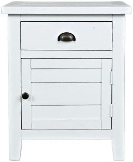 Jofran Inc. Artisan's Craft Distressed Weathered White Accent Table-1