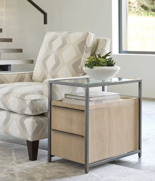 Hammary® Jive Glass Top Charging Chairside Table with Metal Base-1