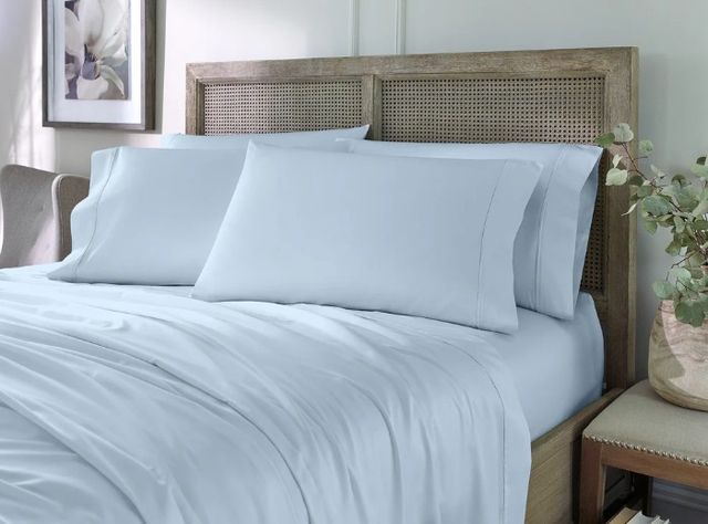 Sleeptone® Eucalyptus 6-Piece Powder Blue Moisture-Wicking Queen Sheet Set-2
