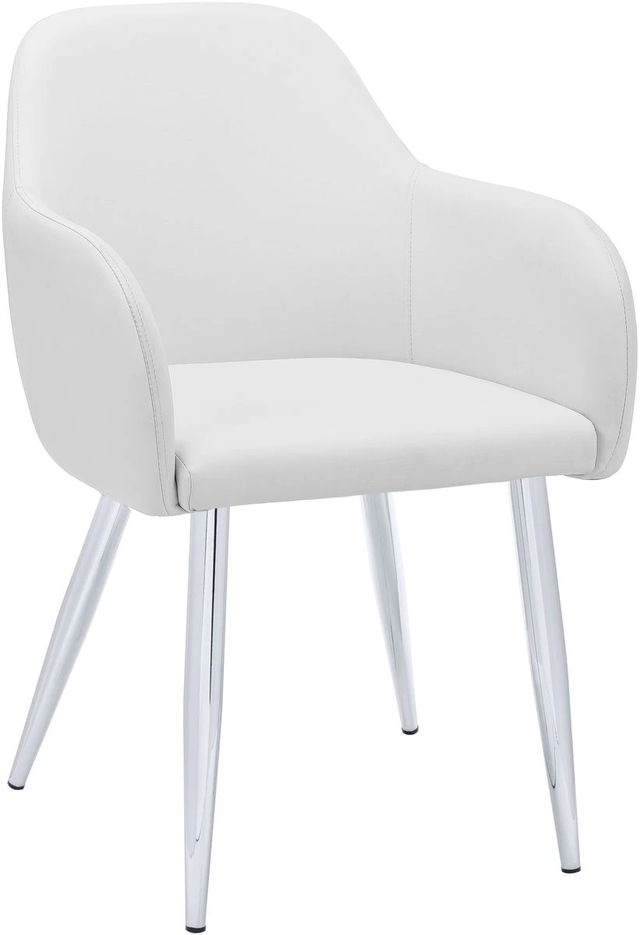 Monarch Specialties Inc. 2-Piece Chrome/White Arm Chair Set-0