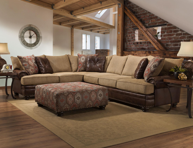 Albany Industries Sublime Treasure/Texas Canyon/Yellowstone Chocolate Cocktail Ottoman-1
