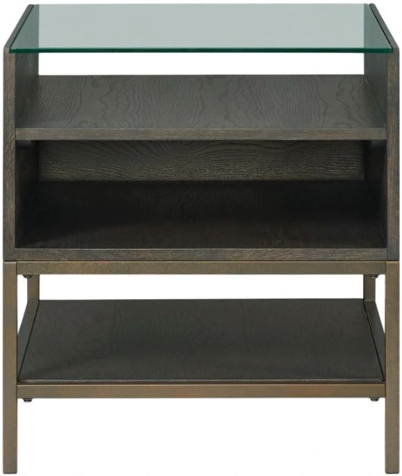 Riverside Furniture Hyde Glass Top Side Table with Caviar Base-2
