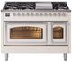 Ilve® Nostalgie II Noblesse 48'' Antique White Pro Style Dual Fuel Range with Chrome Trim-0