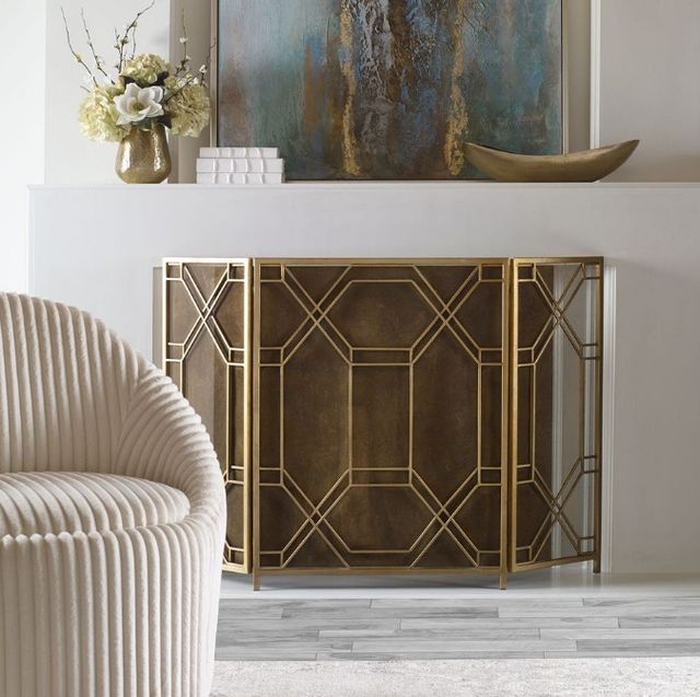 Uttermost® Rosen Antique Gold Leaf Fireplace Screen-2