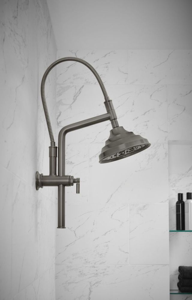 Brizo Essential™ Brilliance® Luxe Steel® 7" Classic Round H2Okinetic® Multi-Function Wall Mount Shower Head-4