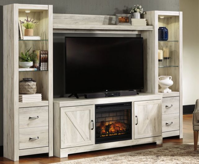 Signature Design by Ashley® Bellaby 4-Piece Whitewash Entertainment Center with Electric Fireplace-9