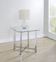 Coaster® Cronin Square Tempered Glass Top End Table with Chrome Base-1