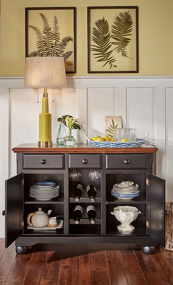 A-America® British Isles OB Antique Oak/Black Wine Server-4
