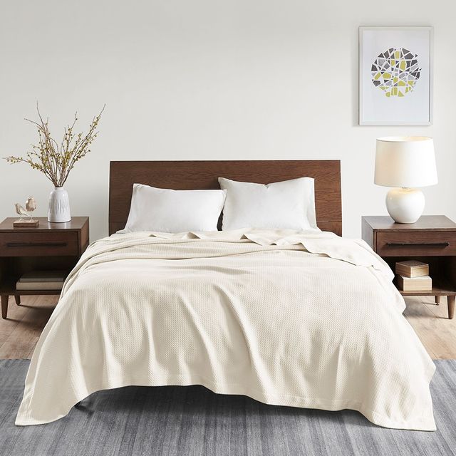 Olliix by Madison Park Egyptian Cotton Ivory Twin Blanket-4