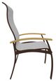 Telescope Casual Belle Isle Abalone/Kona Aluminum/Fabric Outdoor Sling Supreme Arm Chair with Teak Rustic Polymer Arm Accent-2