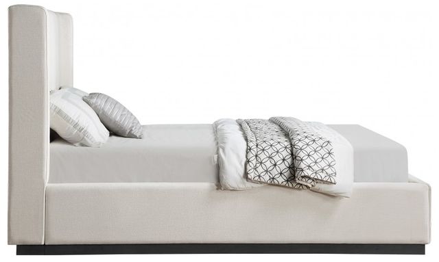Meridian Furniture Flynn Beige Queen Linen Textured Panel Bed-2