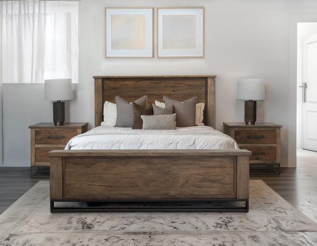 International Furniture Direct Natural Teca Brown King Panel Bed-1