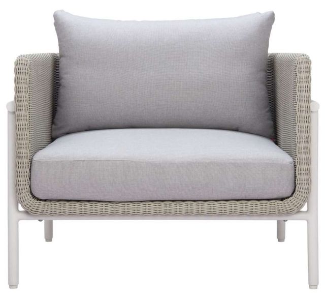 Zuo® Modern Frais Gray/White Aluminum Fabric Outdoor Accent Chair-1