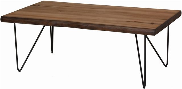 Coaster® Natural Honey and Gunmetal Coffee Table With Hairpin Legs-0