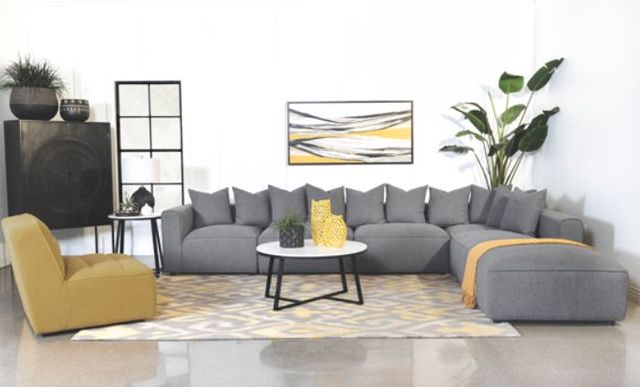 Coaster® Jennifer 6-Piece Gray L-Shape Sectional-1