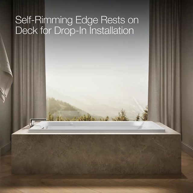 KOHLER® Archer® White 72" x 36" Drop-In Whirlpool Bath with Bask® Heated Surface-3
