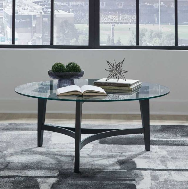 Liberty Furniture Capri Glass Top Round Cocktail Table with Espresso Base-1