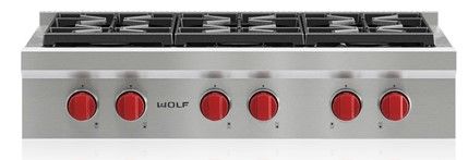 Wolf® 36" Liquid Propane Stainless Steel Rangetop