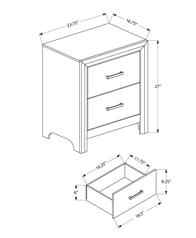 Monarch Specialties Inc. Bleached Oak 2-Drawer Nightstand-2